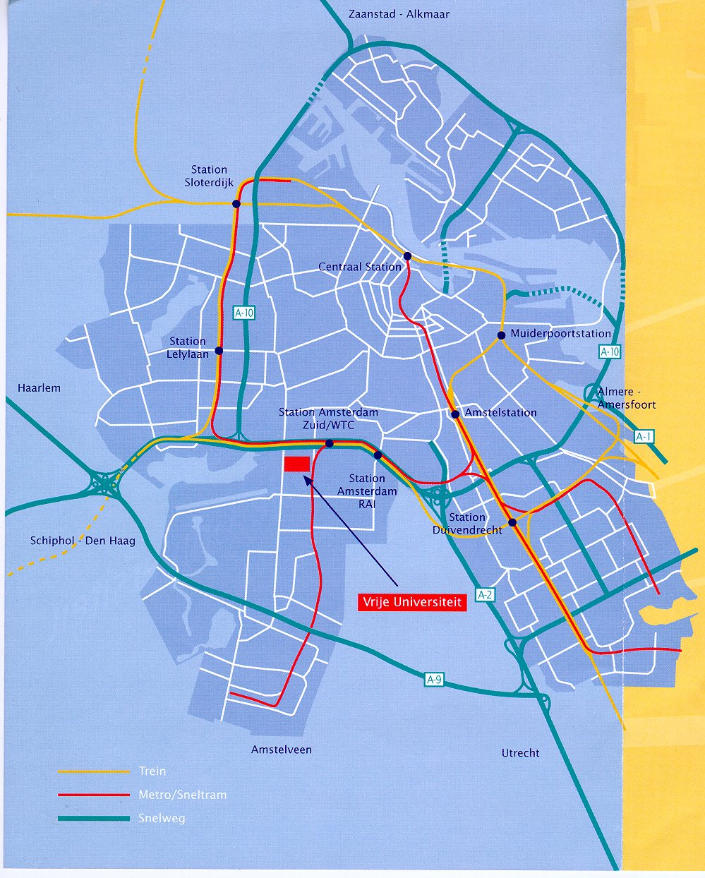 De kaart van de stad Amsterdam.