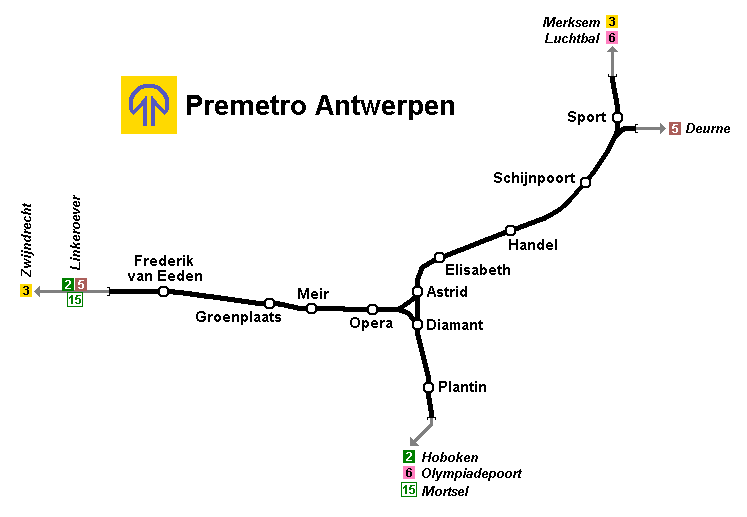 Metrokaart van Antwerpen.