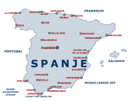 De kaart van Spanje.