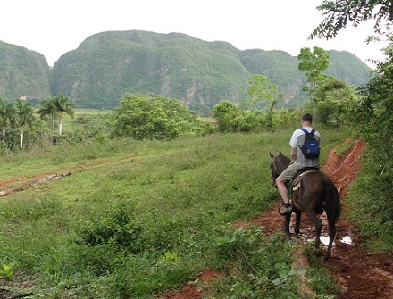 Paardrijden door de vallei van Viales
