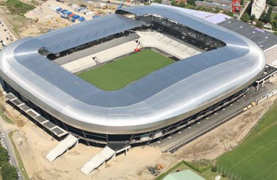 Het W�rthersee Stadion van Klagenfurt.
