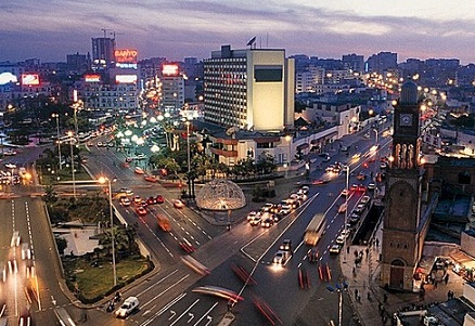 De drukke stad Casablanca