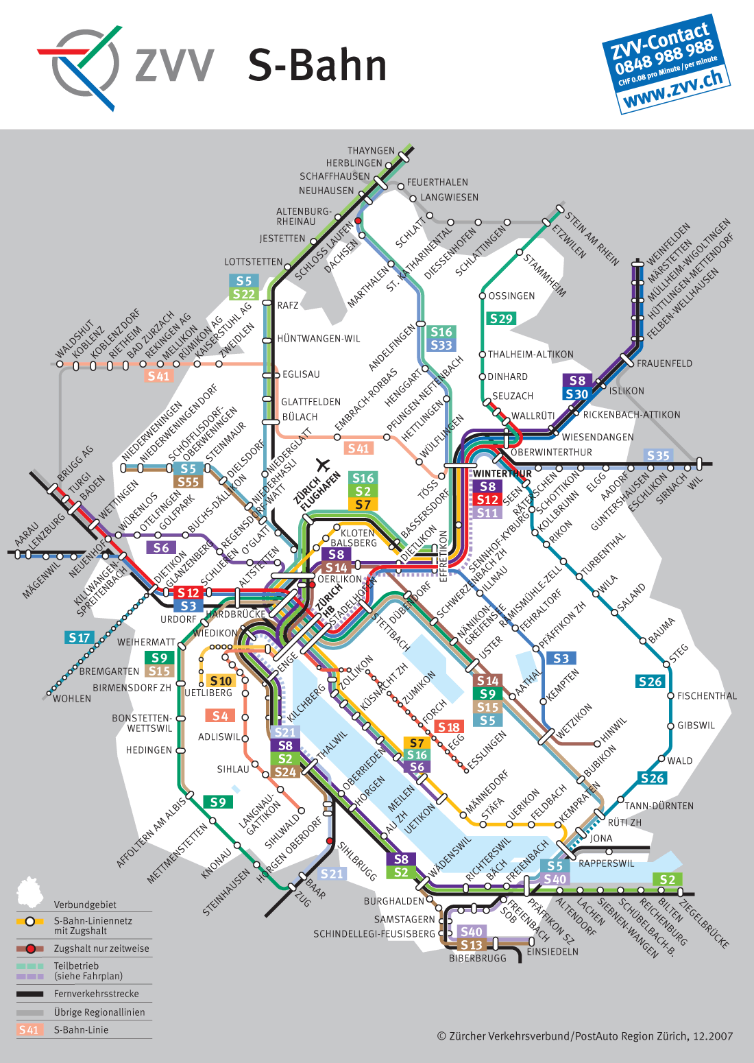 Metrokaart van Zurich.