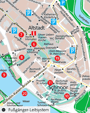 De kaart van de stad Bremen.