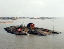 Een klein eilandje vlakbij de haven