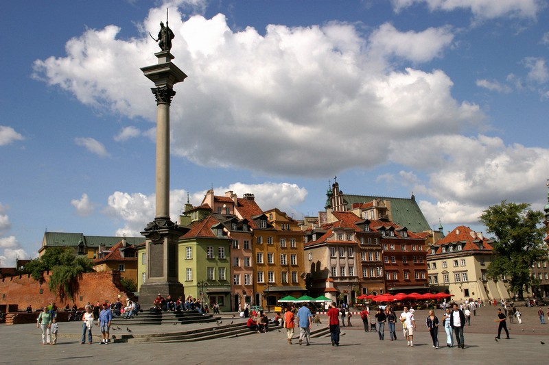 Het Zamkowyplein in Warschau, de hoofdstad van Polen.