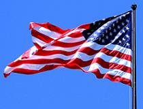 Stars'n'stripes - De vlag van de Verenigde Staten van Amerika. De foto is gemaakt vanaf Liberty Island