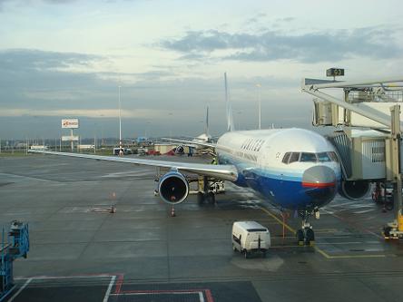 United Airlines, vlucht op 5 december 2008 van Amsterdam naar Las Vegas via Chicago.